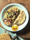 Legumes cozidos,panqueca fit,e posta de tilapia