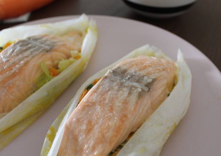 Salmón al papillote y arroz con Thermomix