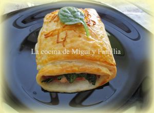 Una foto de Napolitana de pollo, espinacas y beicon 