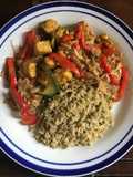 Enoki y Tofu con pimientos
