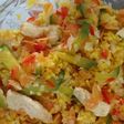 Arroz con pollo y vegetales