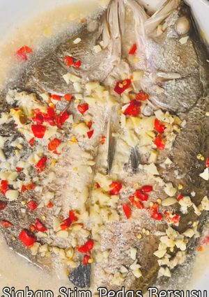 Gambar Ikan Siakap Stim Putih(Stim Susu Pedas)
