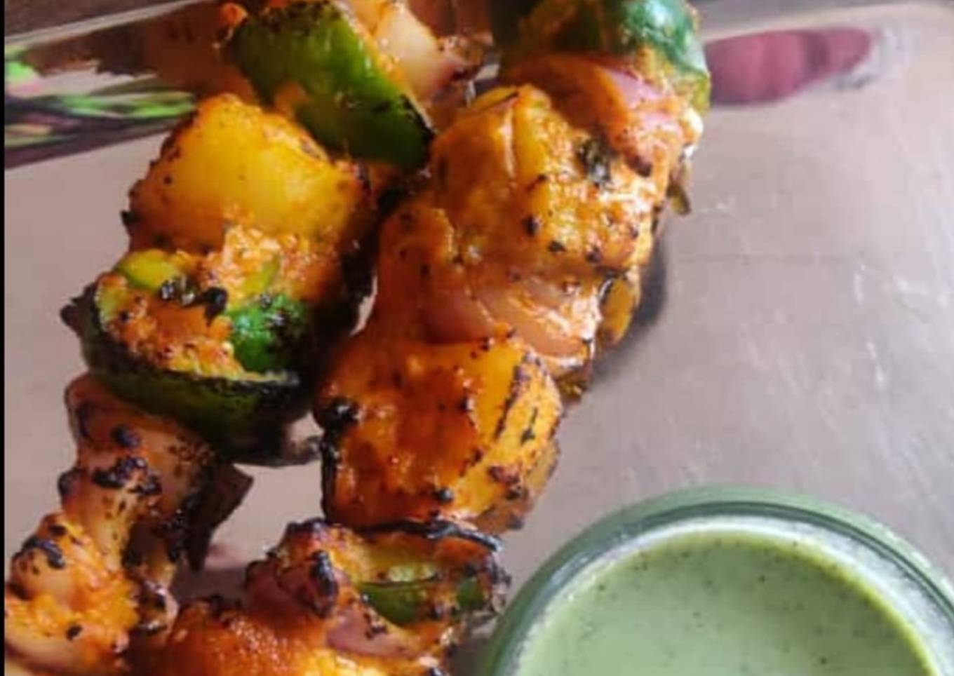 Grilled Masala paneer tikka with hung curd