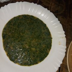 A picture of Jute Mallow (mrenda) with pumpkin leaves.