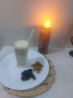 A picture of Dates and almond shake.