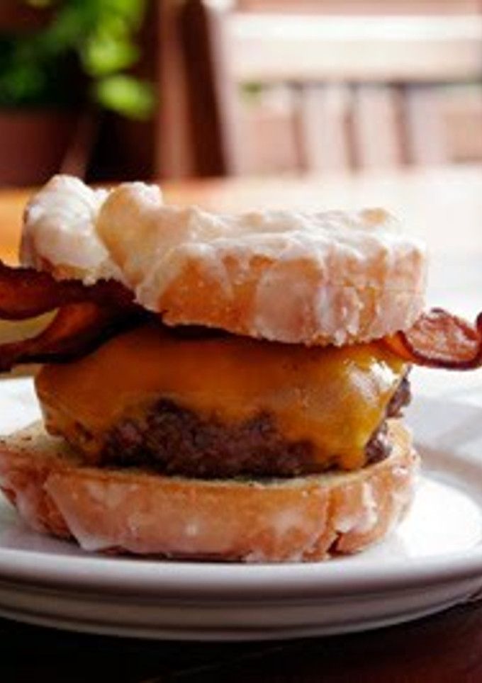 A picture of Bacon Doughnut Cheeseburger.