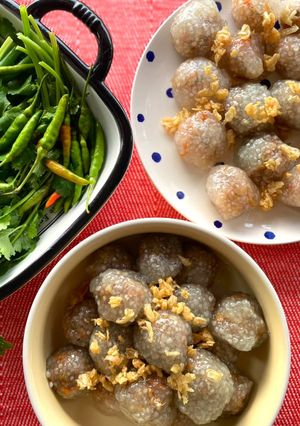 รูปของ สาคูไส้หมูแครอทเห็ดหอมถั่วลิสง🍄🥕🥜🌶️