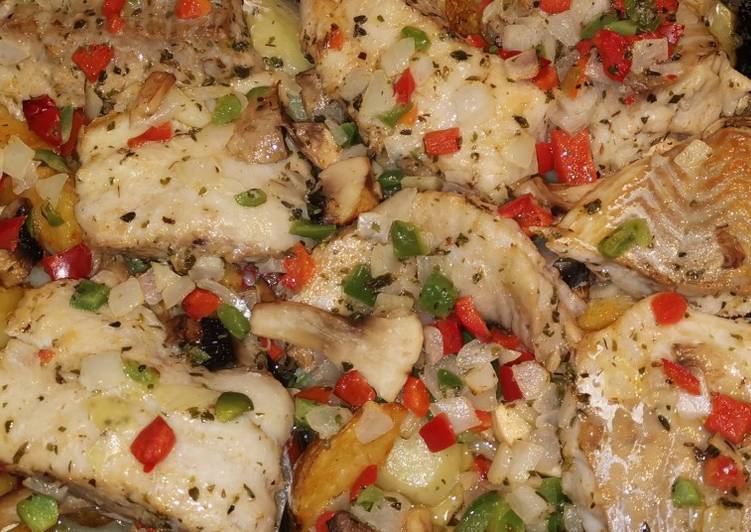 Pescado al horno con papas deluxe