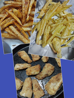 Una foto de Merluza rebozada con papas fritas 2 versiones todo al horno