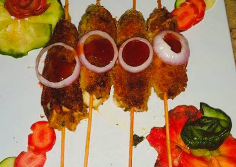 How to Prepare Super Quick Homemade Chicken cheese skewers