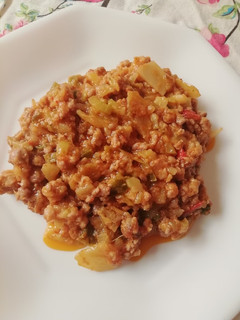Una foto de Pisto de calabacín con carne picada