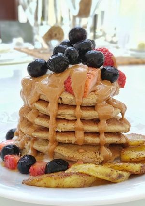 Una foto de Pancakes veganos
