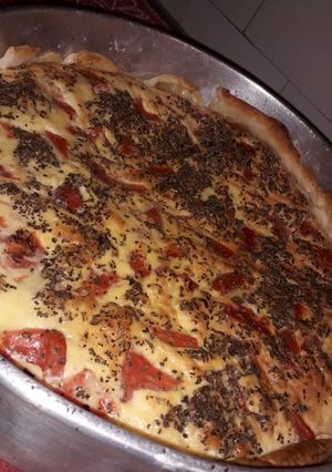 Una foto de Tarta caprese