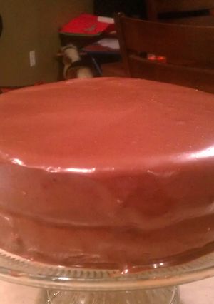 A picture of triple chocolate cheese cake.
