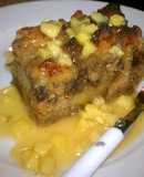 bread pudding with caramel Apple sauce
