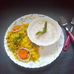 Pigeon peas pulav (in pressure cooker) A picture of Pigeon peas pulav (in pressure cooker).