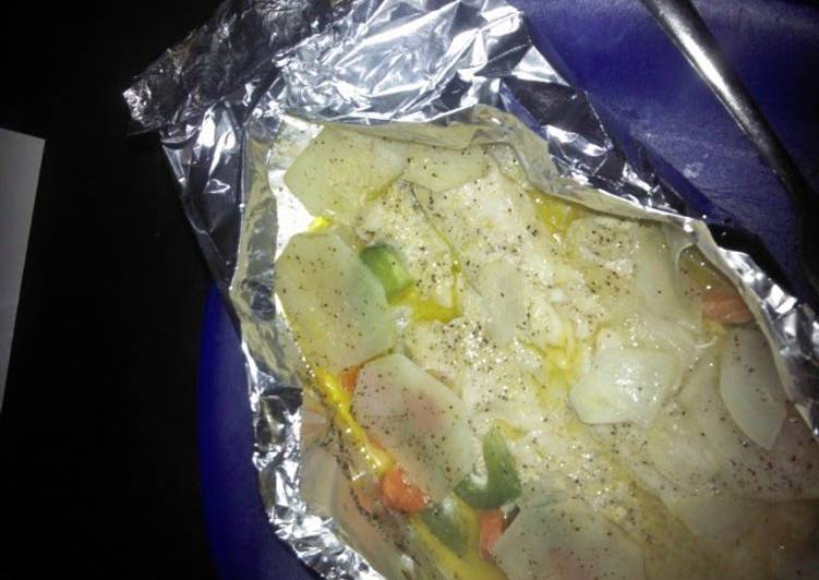 Simple Way to Make Super Quick Homemade baked whiting with potatoes and vegetables