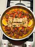 Chorizo fish paella ข้าวอบสเปน