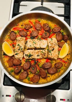 รูปของ Chorizo fish paella ข้าวอบสเปน