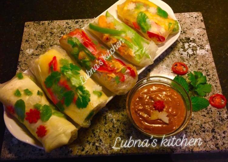 Recipe of Any-night-of-the-week 🌈Rainbow Rice Paper Rolls: