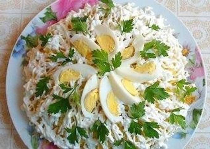 Классический салат «Невеста» с вареной курицей