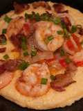 Shrimp and cheesy grits with bacon