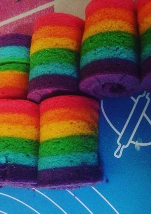 Foto resep Mini rainbow roll cake