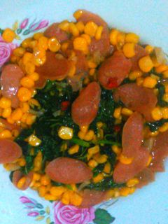 Foto resep Tumis bayam sosis jagung
