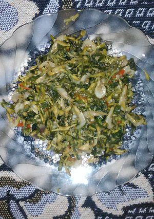 Foto resep Tumis bunga pepaya & daun singkong