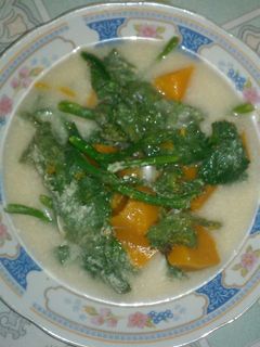 Foto resep Gangan waluh besantan (sayur daun labu kuning santan)
