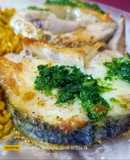 Merluza a la plancha con arroz de curry