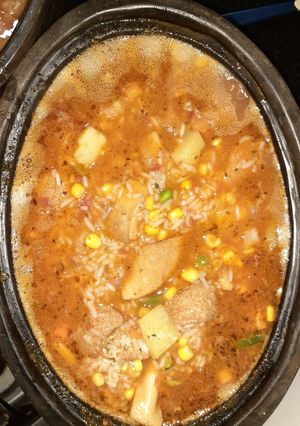 Una foto de Buseca de mondongo y arroz #vivalapatria