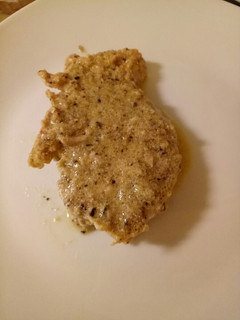 A picture of Pork loin with mushroom sauce.