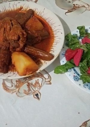 صورة لوصفة مرق بالخرشف والبطاطا