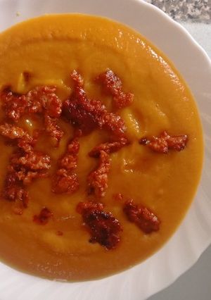 Una foto de Puré de calabaza y puerro