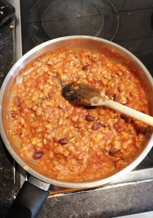 A picture of Hash brown bean stew.