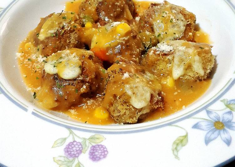Cara Gampang Menyiapkan Spicy Mushroom Balls with Creamy Sweet and Sour Sauce Anti Gagal