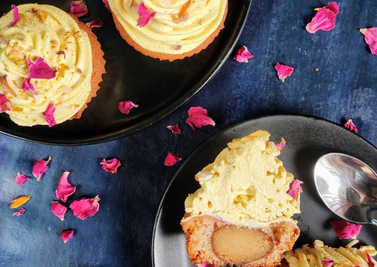 Gulab Jamun Cupcakes with thandai frosting