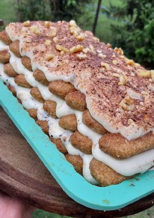 Una foto de Tiramisú con queso mascarpone y leche condensada