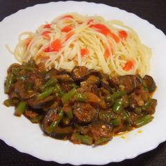 A picture of French beans egg plant fry #Authormarathon.