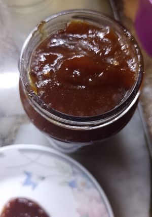 Una foto de Mermelada casera de pera y tomate a la naranja 🍐🍅🍊
