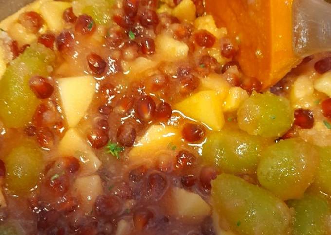 Steps to Prepare Ultimate Grape, apple, pommegranate jam with tym