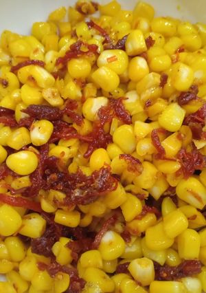 Hình của món Ngô xào bò khô.