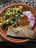 Revuelto de papa, rabanito y huevo