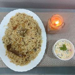 A picture of Mutton chana boti polaw.
