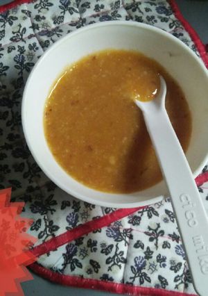 Foto resep MPASI puree wortel+kuma+beras coklat