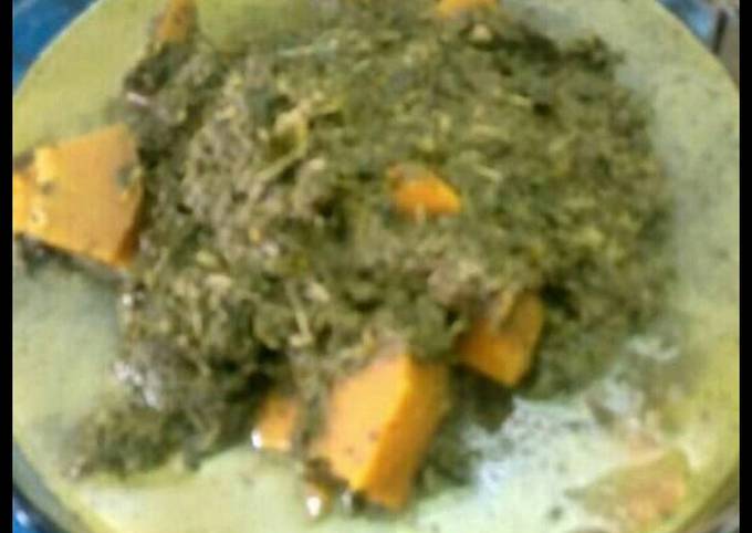 Resep Daun singkong tumbuk santan labu kuning, Bisa Manjain Lidah