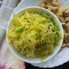 A picture of Papaya Sambharo (Stir Fried Raw Papaya).