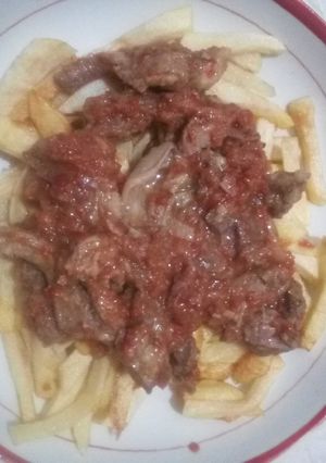 صورة لوصفة فريت باللحم🥔🍖