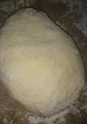 A picture of Pizza dough with yogurt.